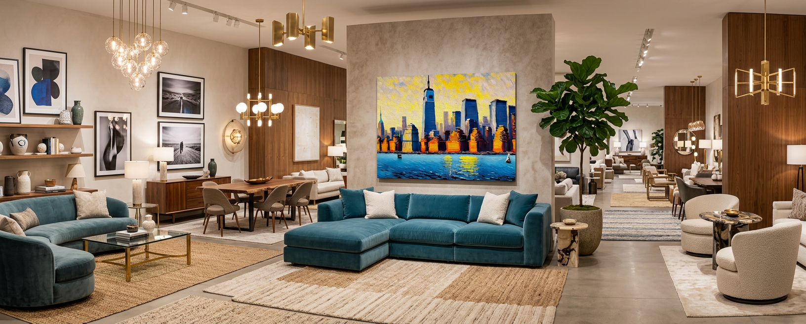 Foundry canvas art as the focal point of a luxury retail showroom